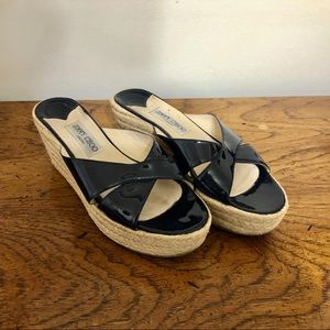 Jimmy Choo Patent Leather Wedge Sandals